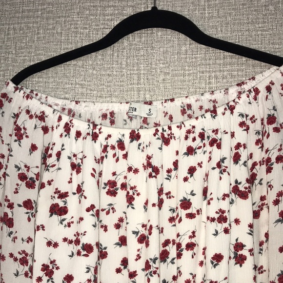 Hollister Floral Off-the-Shoulder Top sz S - Picture 4 of 7